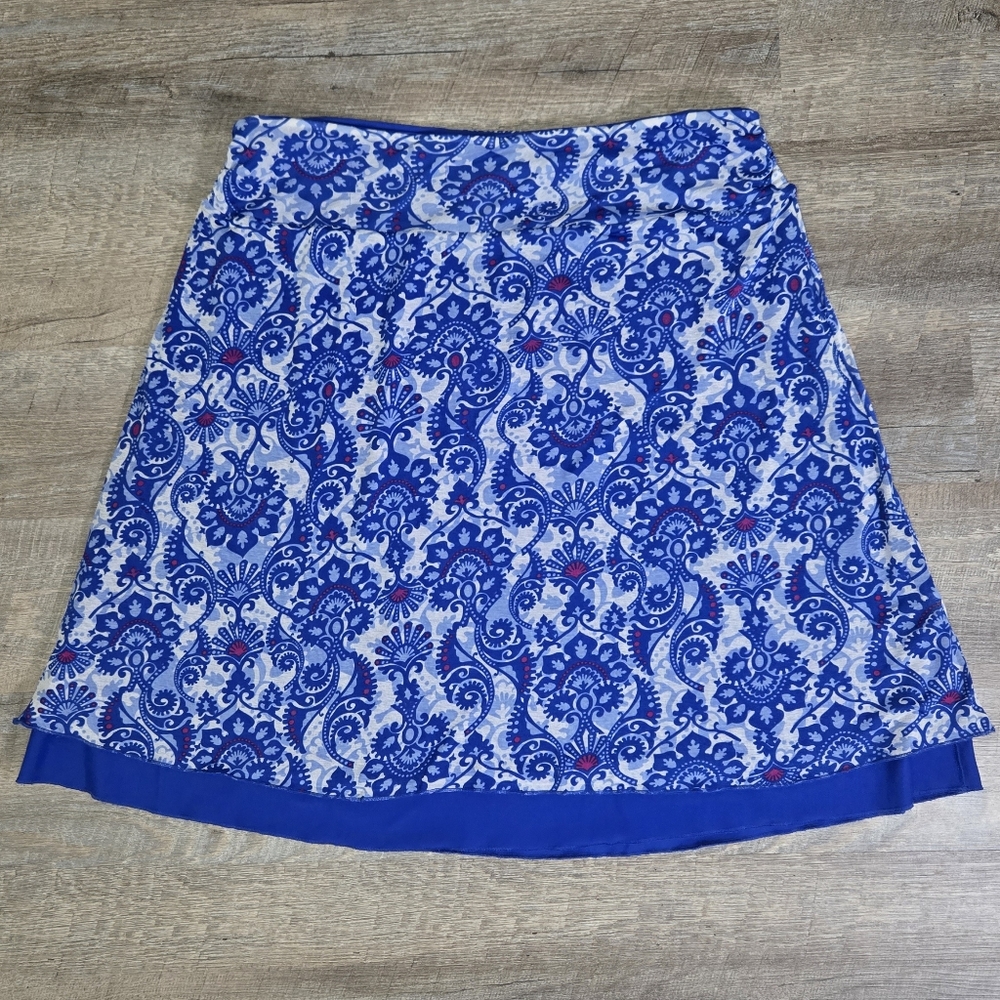 Tranquility by Colorado Clothing Blue and White Reversible A-Line Skirt